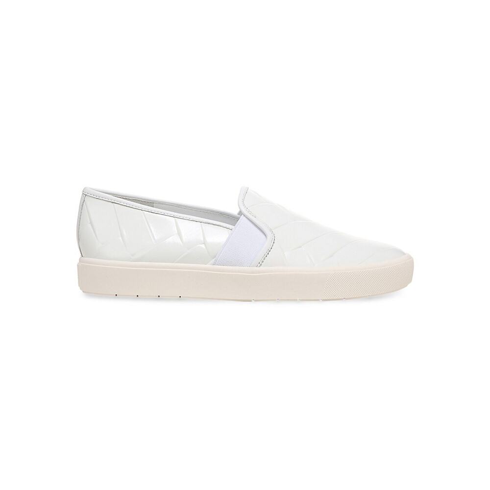Vince 'Blair' White Crosshatched Leather Slip-On Sneakers Size